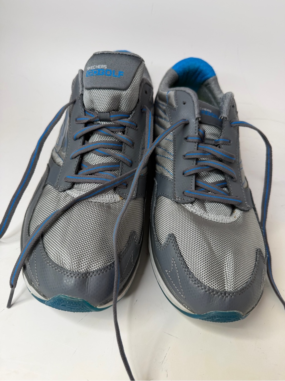 Skechers Gray Mesh Golf Cleat Athletic Sneakers with Blue Trim